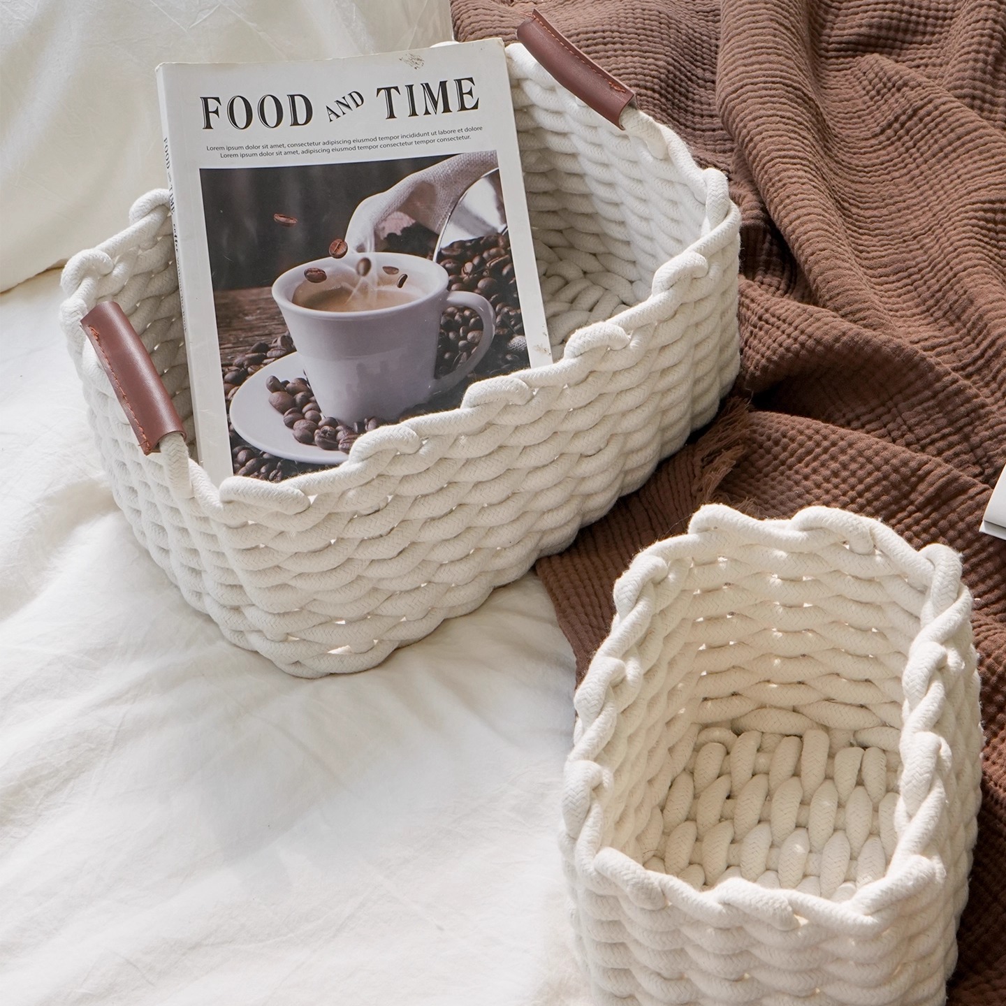 TEXDREAM态度 手工编织收纳筐ins简约桌面首饰收纳篮玄关边柜摆件