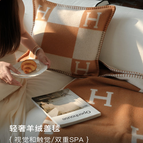 TEXDREAM态度 重磅羊绒沙发抱枕休闲毯大牌高级床上靠垫午睡毯子