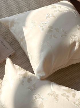 Texdream态度 法式蝴蝶抱枕重工提花缎面高级客厅沙发靠垫套腰枕