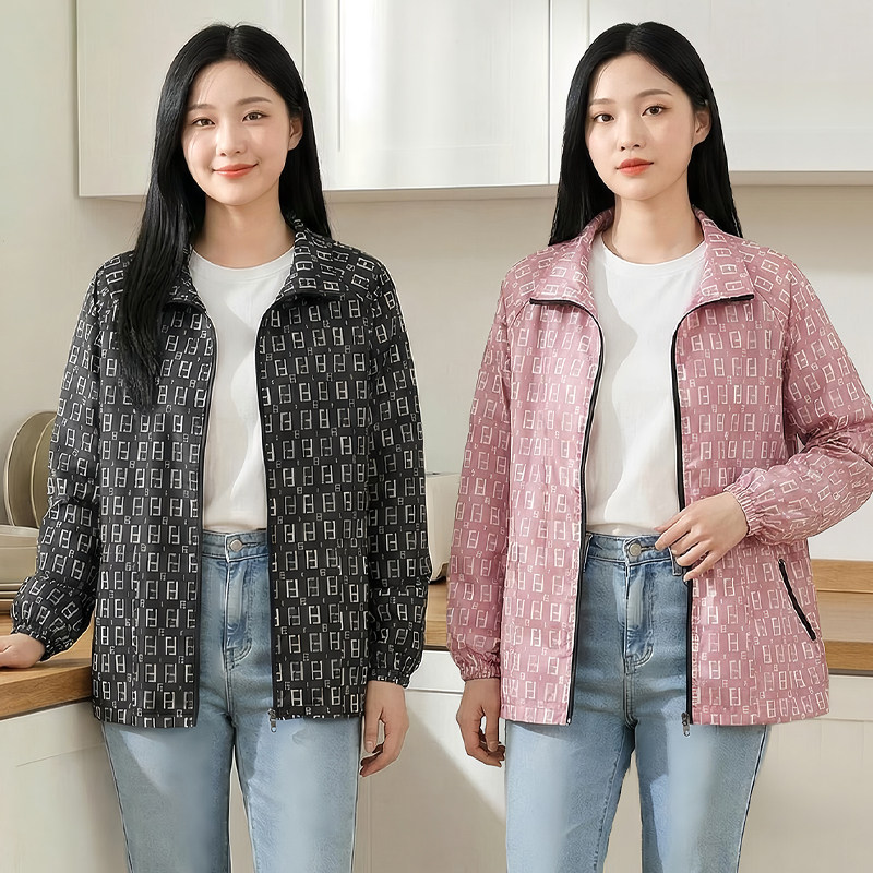 短款长袖外穿拉链罩衣男女同款时尚翻领薄款围裙韩版时尚工作服