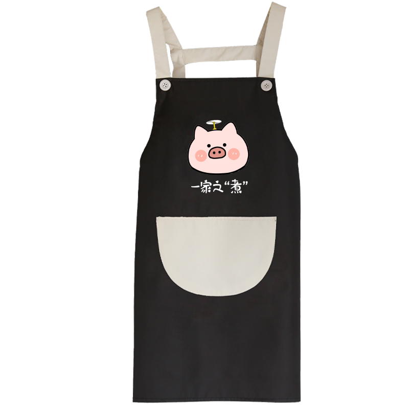 可爱卡通围裙家用厨房时尚女防水定制logo印字餐饮专用工作服围腰