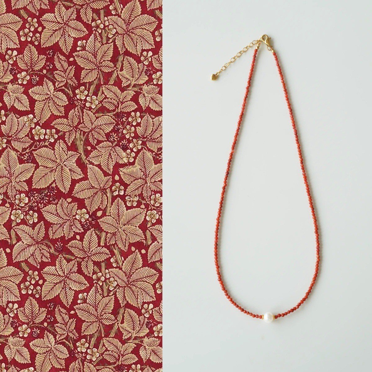 进口「暖橘」天然珍珠原创新中式天然南红项链女生淡水珍珠锁骨链