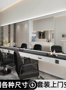 网红美发店镜台横挂剪发镜染烫灯镜发廊专用理发店镜子高端大通镜