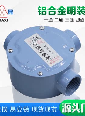 接线盒三防户外铝合金明装分线盒一通二通三通四通直通蓝色让利