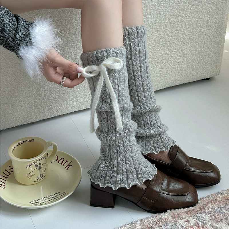 韩系ins风木耳边袜套女秋冬