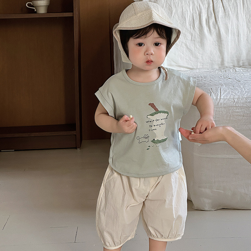 男童套装夏季宝宝卡通无袖背心薄款短裤婴幼儿衣服夏装两件套a