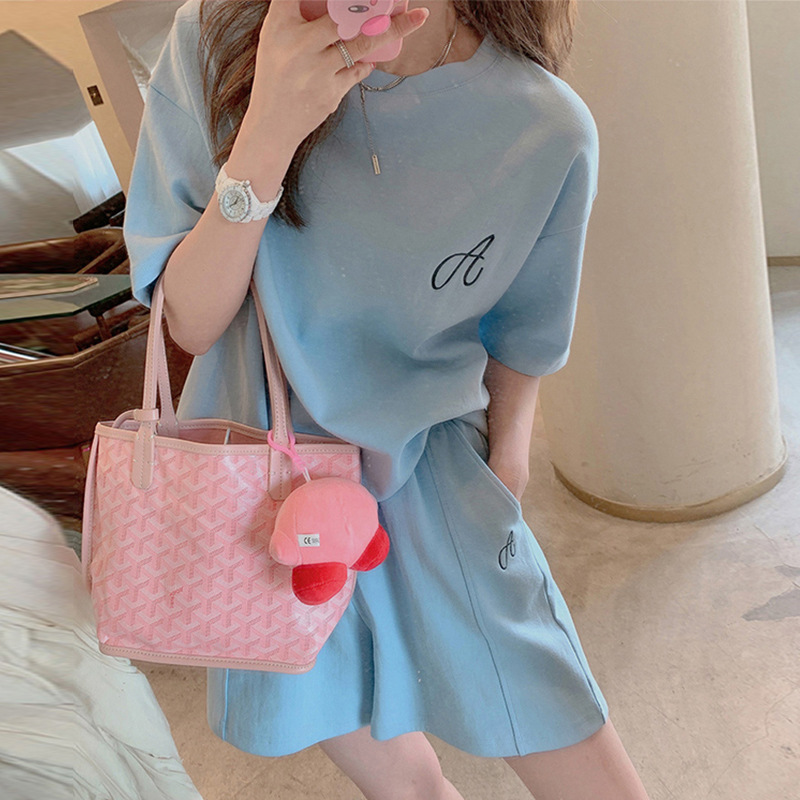网红炸街港风运动服套装女夏季薄款时尚短袖短裤休闲小个子两件套