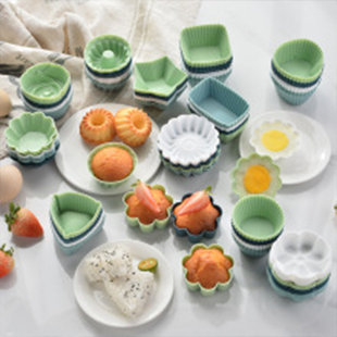 跨境热销多种形状硅胶马芬杯套装星星爱心长方形甜甜圈蛋糕模具