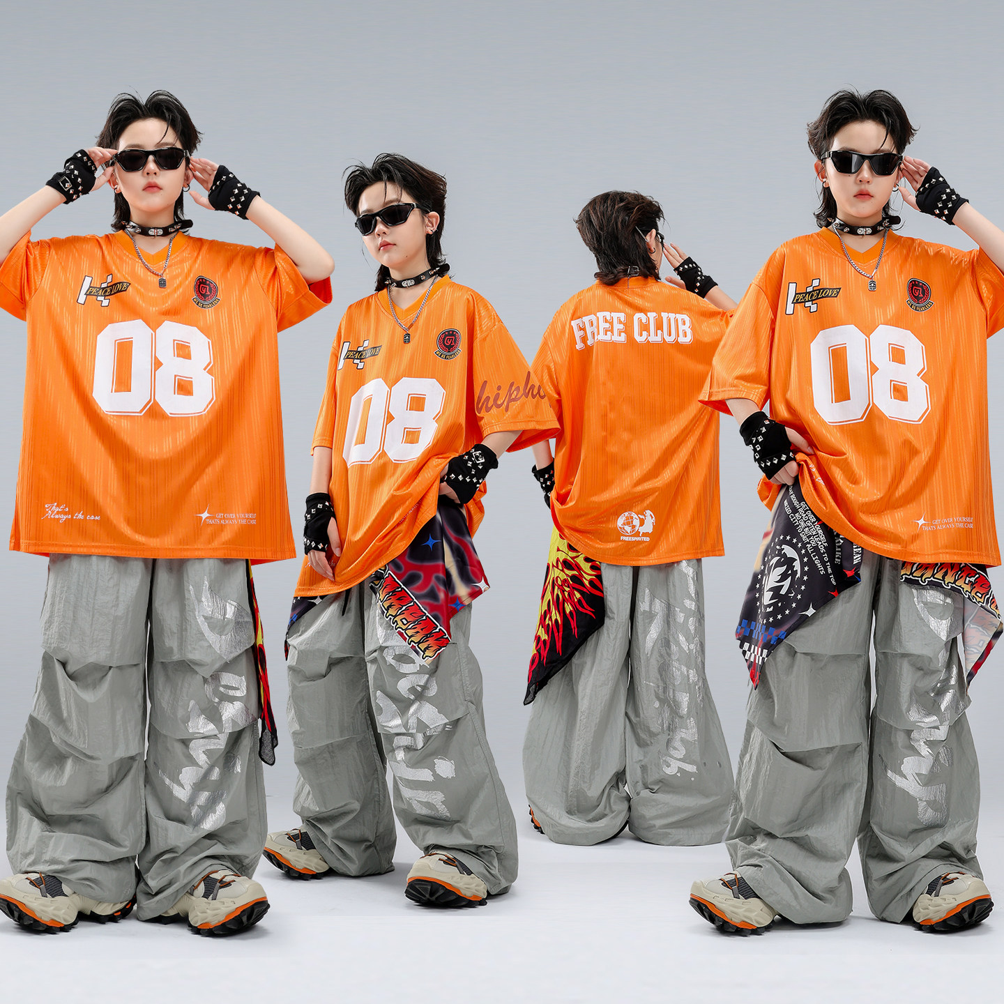街舞儿童潮服嘻哈男童hiphop舞蹈表演酷帅幼儿炸街舞台演出服时髦
