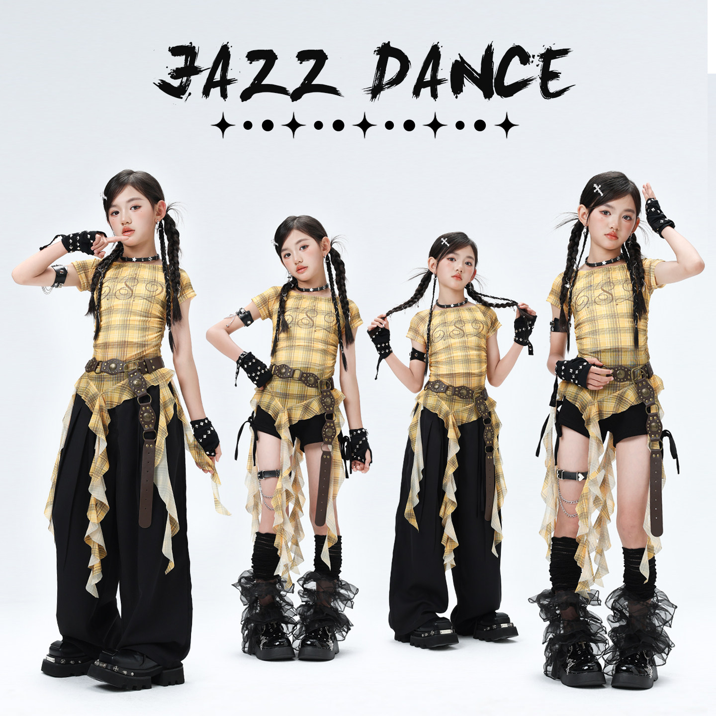 爵士舞女童服装韩版少儿jazz女团演出服儿童啦啦队表演舞蹈练功服