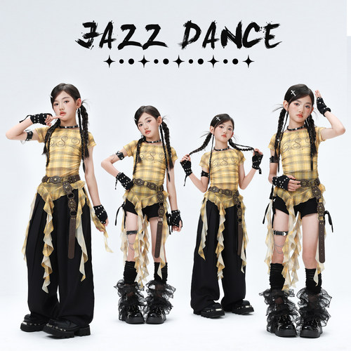爵士舞女童服装韩版少儿jazz女团演出服儿童啦啦队表演舞蹈练功服