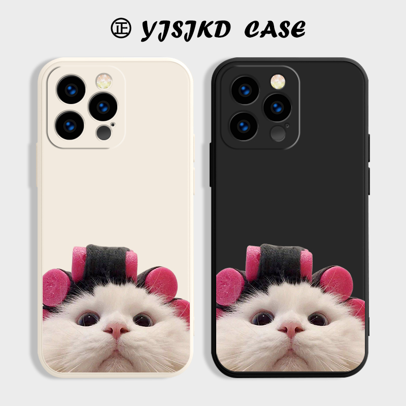 可爱卷发猫咪手机壳液态TPU软壳