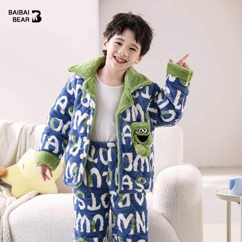 儿童睡衣2024新款加厚睡衣冬款