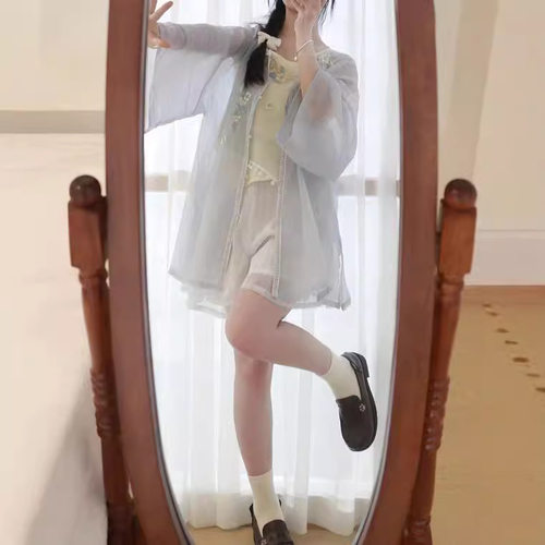 原创新中式清凉国风开衫吊带短裤套装日常出街汉服女2025新款夏季