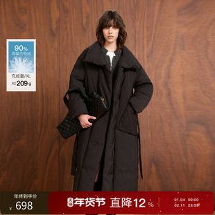 丽雪leisure2025冬季新款90白鸭绒羽绒服长款被子服保暖女