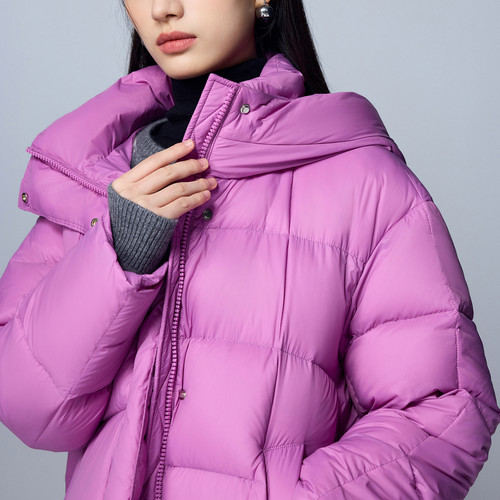 【90白鹅绒】丽雪leisure2025冬季新款羽绒服中长保暖连帽