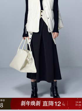 三彩丽雪leisure2025冬季新款设计感A字裙半身裙复古中长款伞裙女