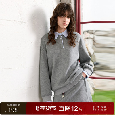 丽雪leisure2025冬季新款休闲套装卫衣加绒半身裙两件套女