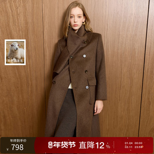 【100绵羊毛】丽雪leisure2025冬季新款双面呢大衣长款外套