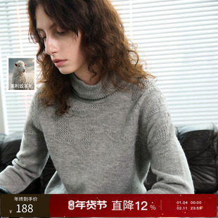 丽雪leisure2025冬季新款针织衫慵懒高领长袖套头毛衫打底衫