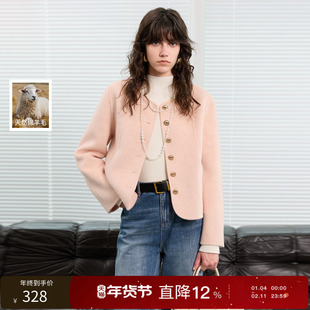 【100绵羊毛】丽雪leisure2025冬季新款短款双面呢大衣