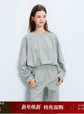 【129元任选2件】三彩丽雪leisure25秋新款宽松松弛感落肩袖卫衣