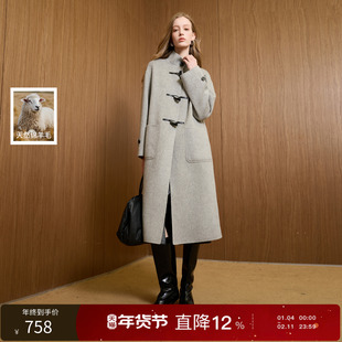 【100绵羊毛】丽雪leisure2025冬季新款双面呢外套长款大衣女