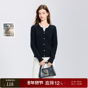 【100绵羊毛】丽雪leisure2025冬季新款假两件针织衫长袖女