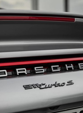 原厂款新保时捷亮黑字标911/992Carrera车尾贴Taycan Turbo4S改装