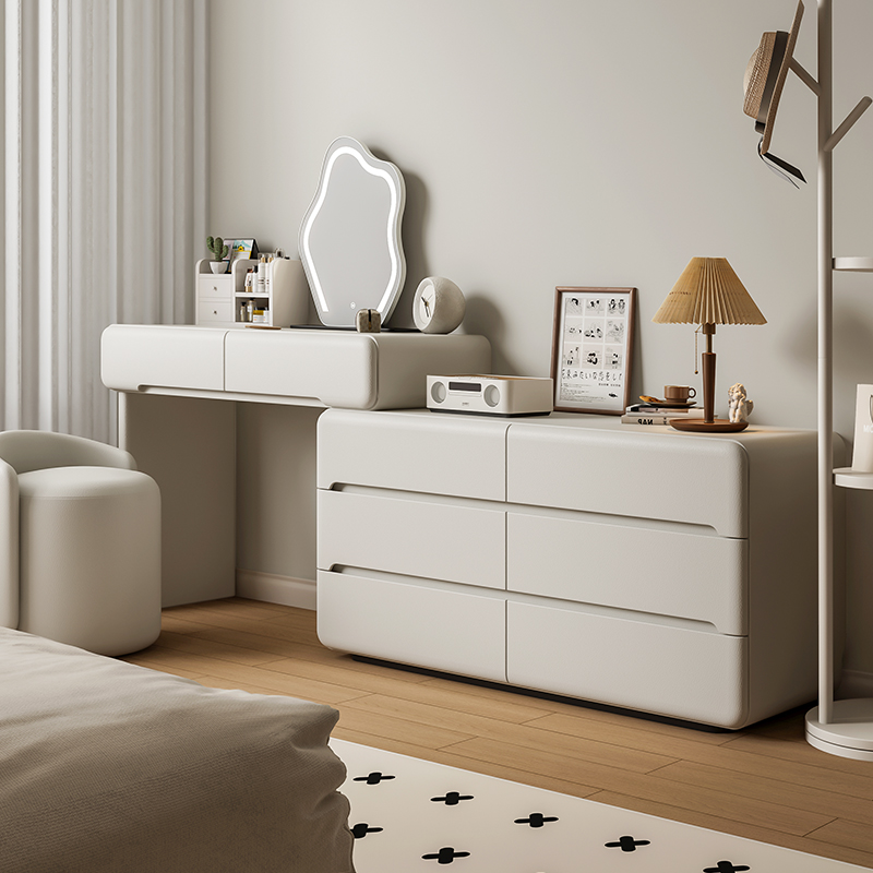 瑰真奶油风梳妆台卧室现代简约