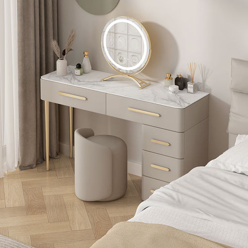 轻奢实木岩板梳妆台现代简约家用