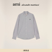 热销甄选 Ami Paris男士 黑色刺绣ADC条纹衬衫 牛津棉上衣