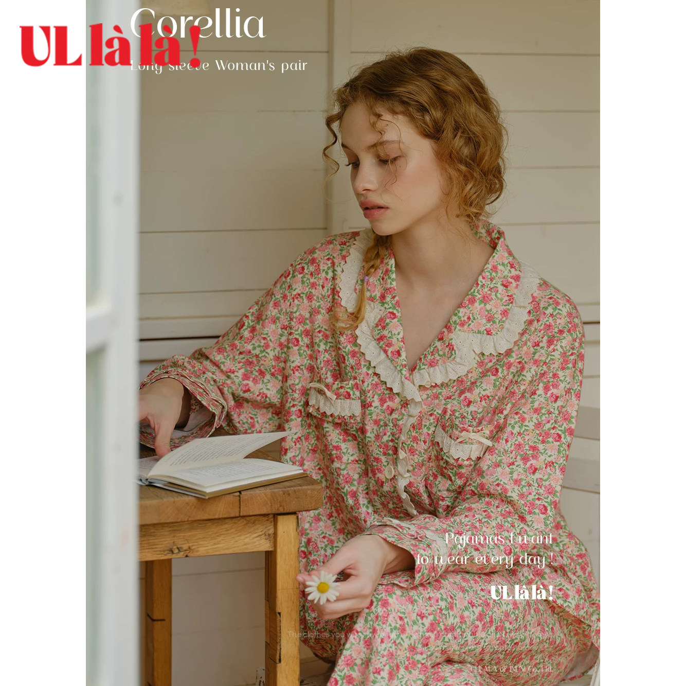 Ullala纯棉磨毛甜美碎花睡衣套装图片