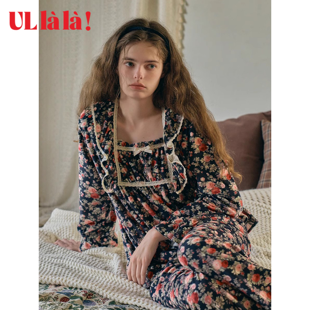 ULLALA女款涤纶方领睡衣家居服
