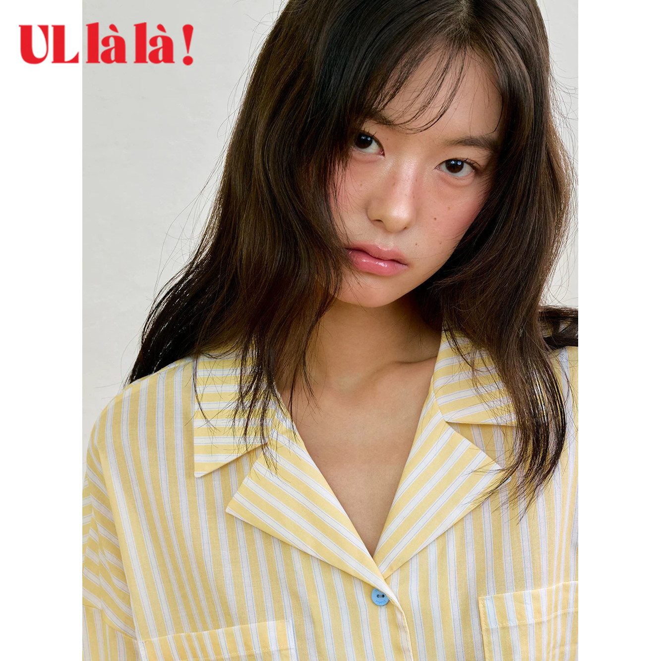 Ullala夏季女条纹衬衫短裤两件套