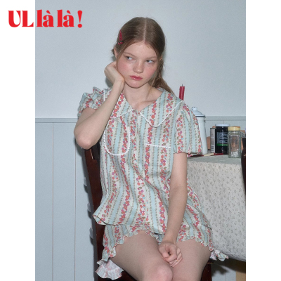 乌拉拉夏季短袖短裤大码睡衣睡裤