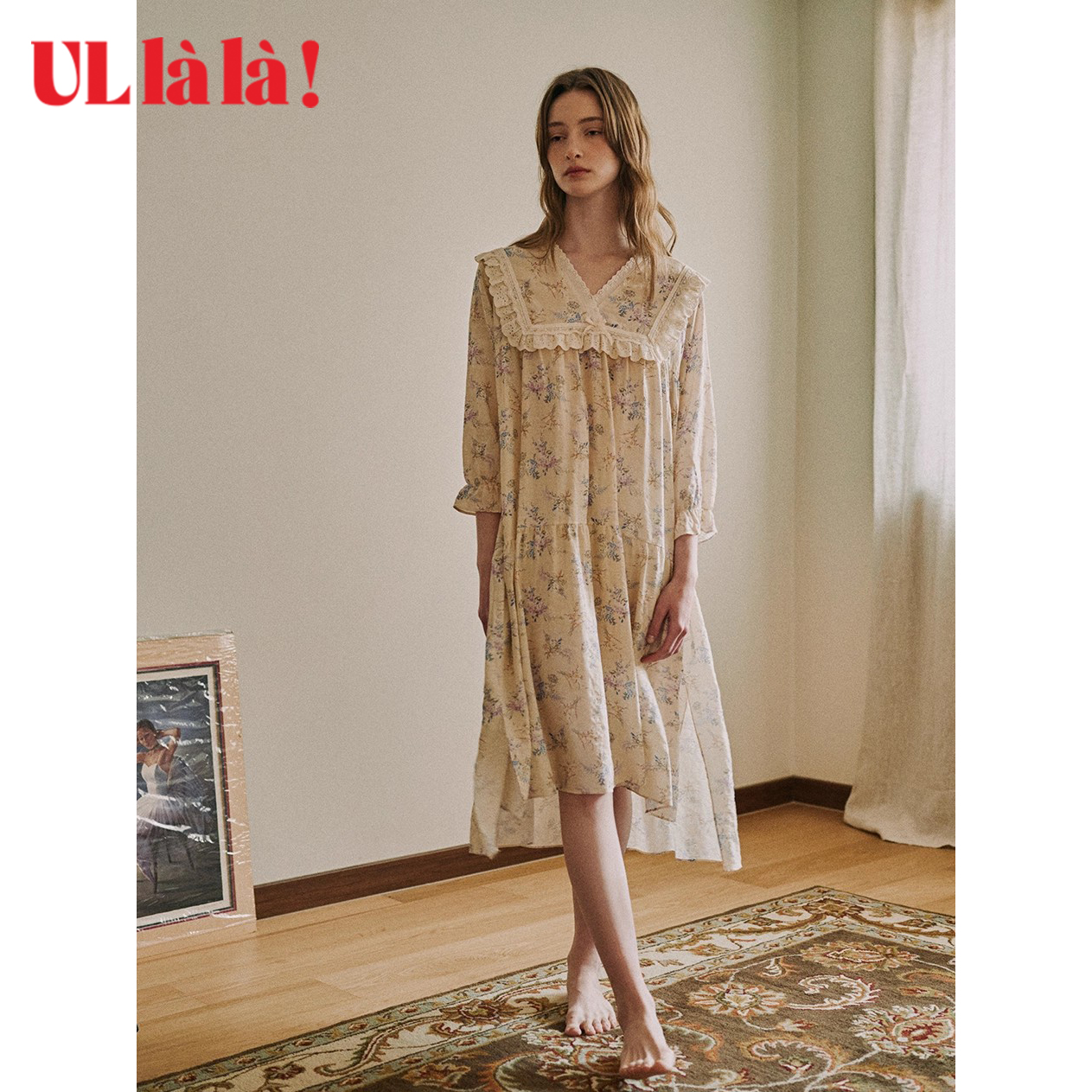 Ullala韩国进口乌拉拉休闲印花裙