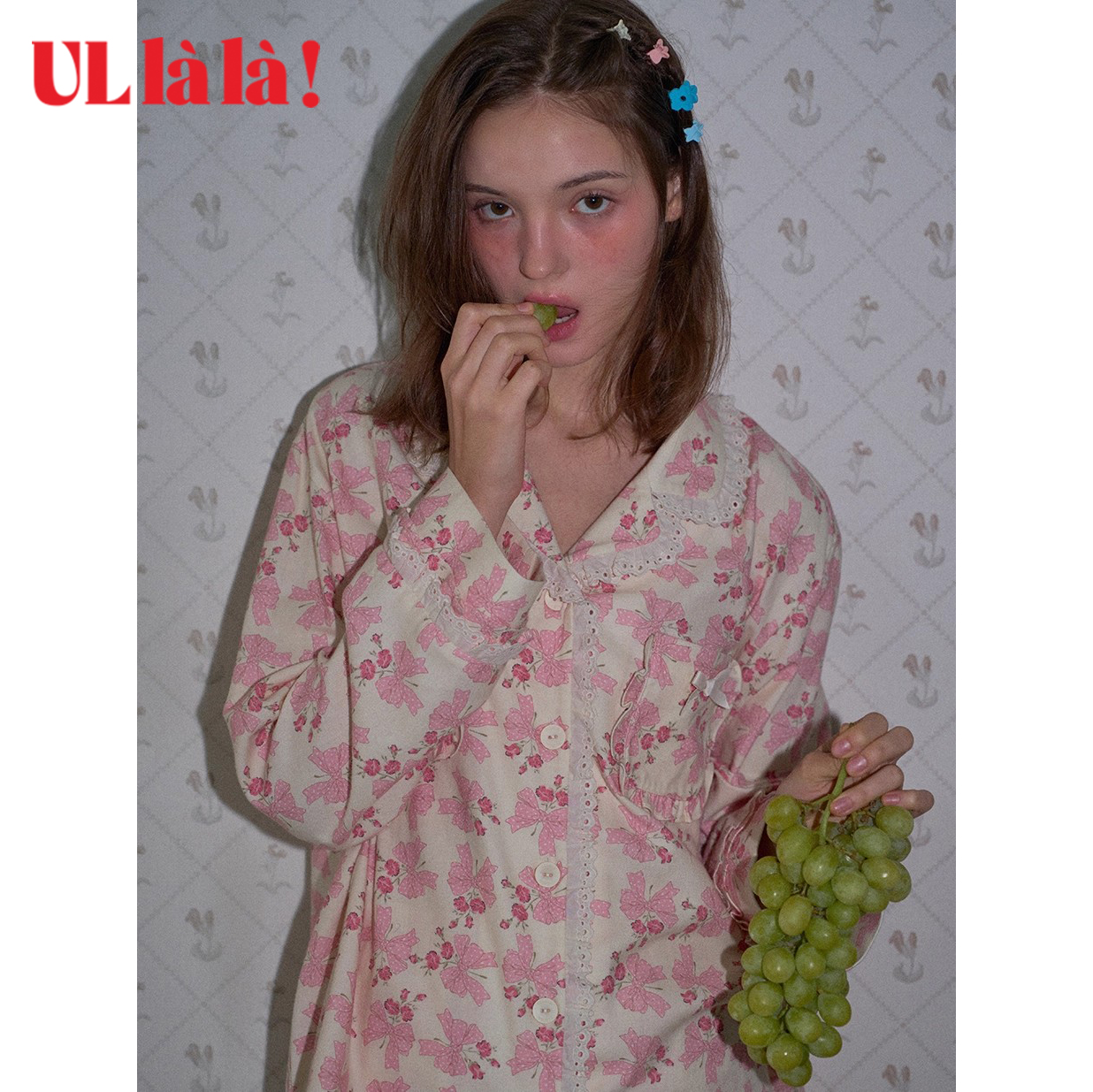 韩国进口睡衣女秋季纯棉长袖长裤