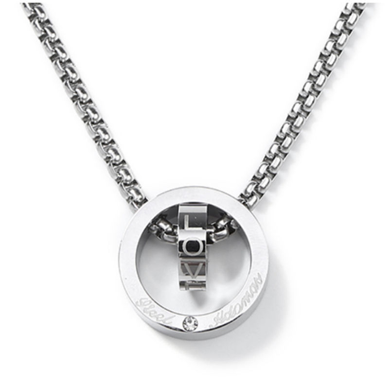 钛钢情侣镶钻吊坠配饰品得物项链