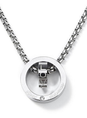 钛钢情侣镶钻吊坠配饰品得物项链