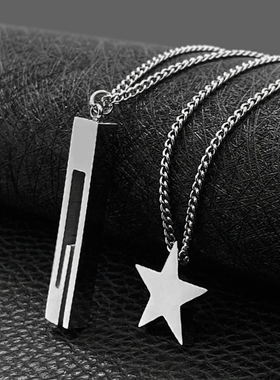 星星G字长条柱时尚个性男女项链