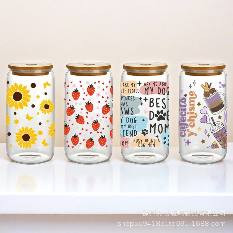 16oz亚马逊可乐杯果汁梅森杯吸管