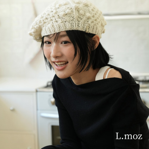 蓝墨竹LMO.Z日系复古针织帽女秋冬新款白色百搭贝雷帽编织画家帽