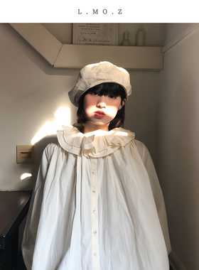 蓝墨竹L.MOZ原创贝雷帽子女2025新款夏季薄亚麻日系复古八角画家