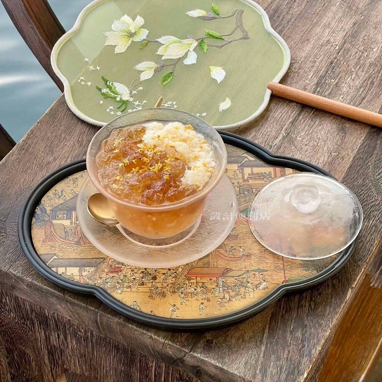 糖水铺木托盘青花瓷陶瓷茶碗中式复古致餐具日式异形吸水干泡盘精,餐饮具,餐用托盘,淘宝优惠券,粉丝福利购,淘宝优惠卷