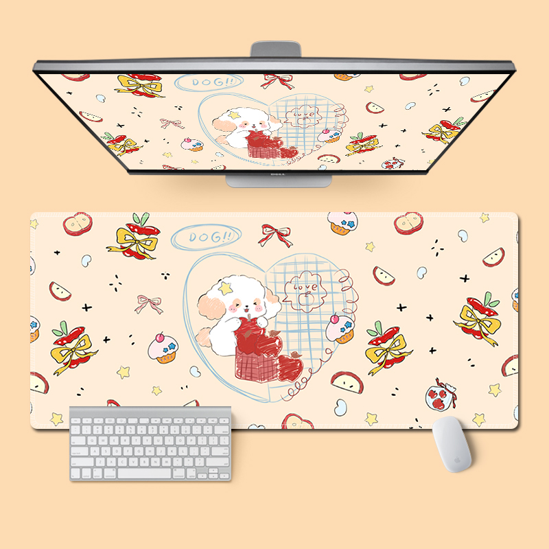创意卡通鼠标垫可爱小狗ins办公游戏桌垫女生加厚防滑大号桌面垫