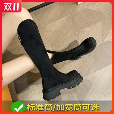 长筒靴女大筒围骑士靴厚