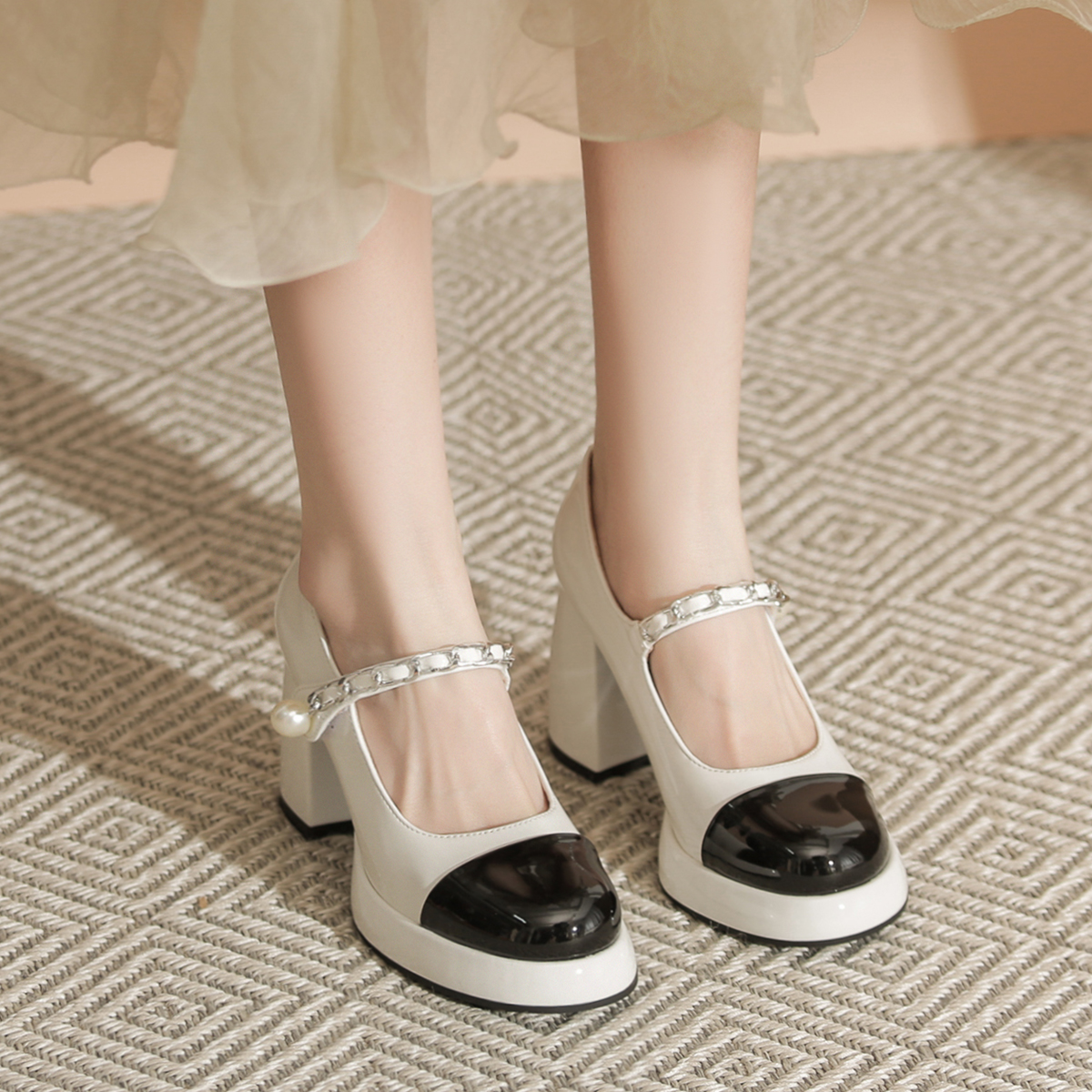 法式玛丽珍鞋女复古高跟