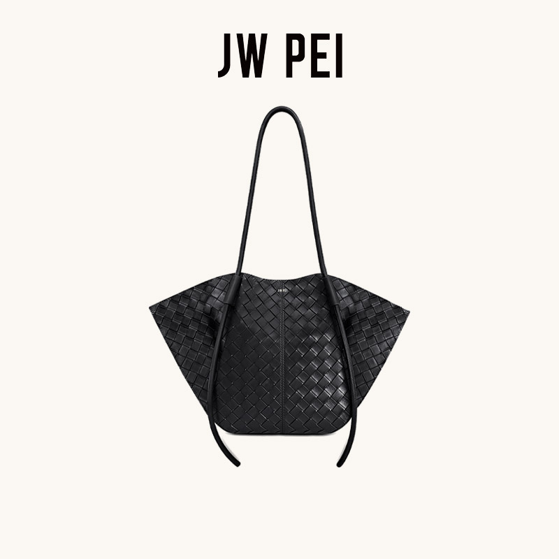 JW PEI宽版编织纹理托特包Nala大容量单肩斜挎手提包新款8T030