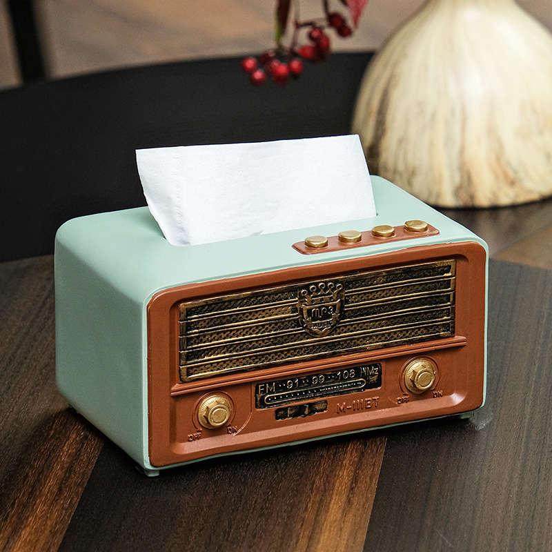创意复古收音机家用纸巾盒客厅茶几纸抽收纳盒家居简约桌面装饰品